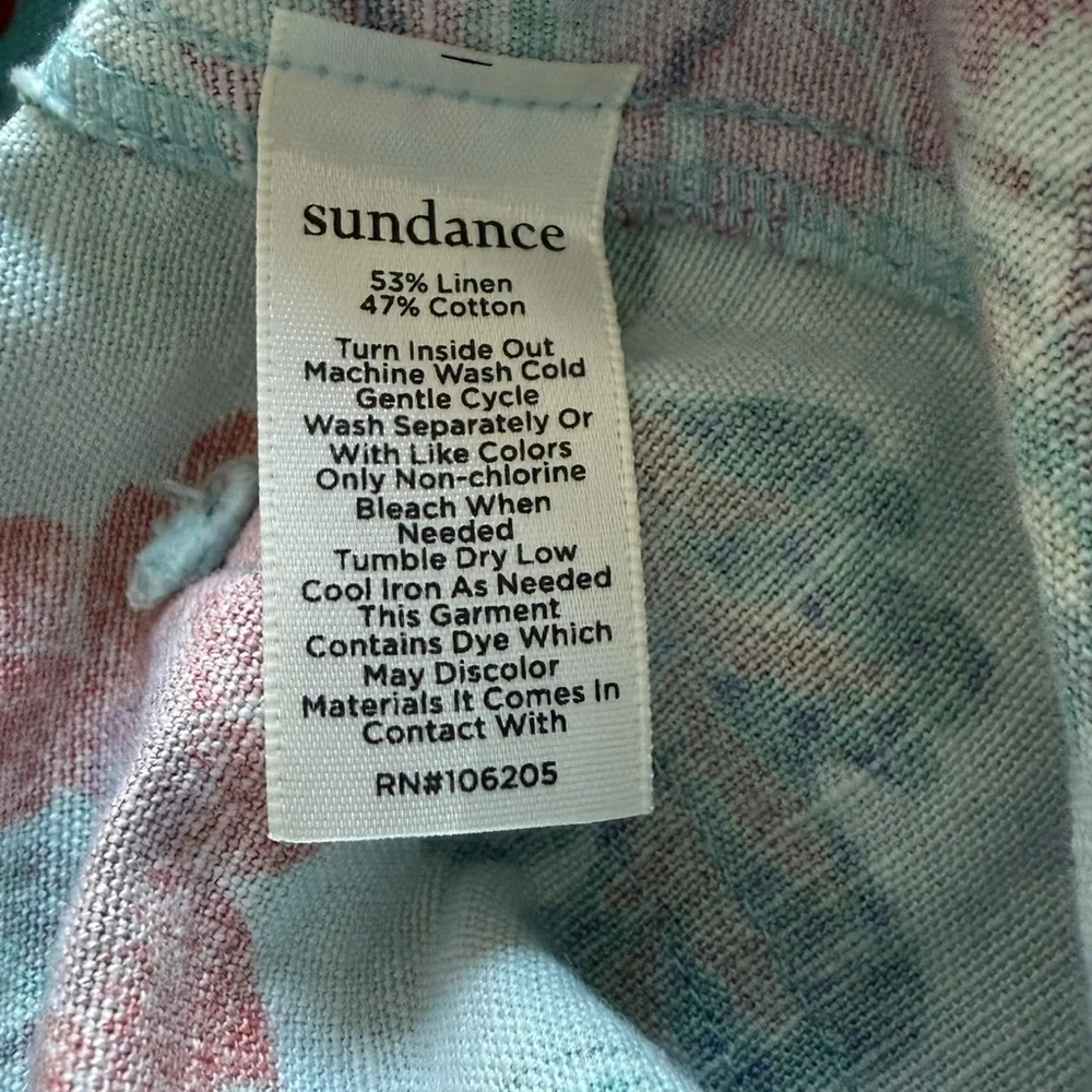 Sundance Women Sz 14 Cuffed Kalini Floral Paisley Linen Cotton Shorts Zip Front